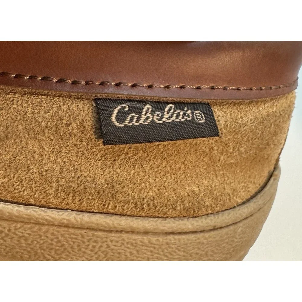 Cabela's Thinsulate 100g Slip On Moccasin Mens 10W Brown Suede Knit Lined Loafer